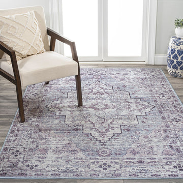 Didim Boho Gray Medallion Washable Area Rug